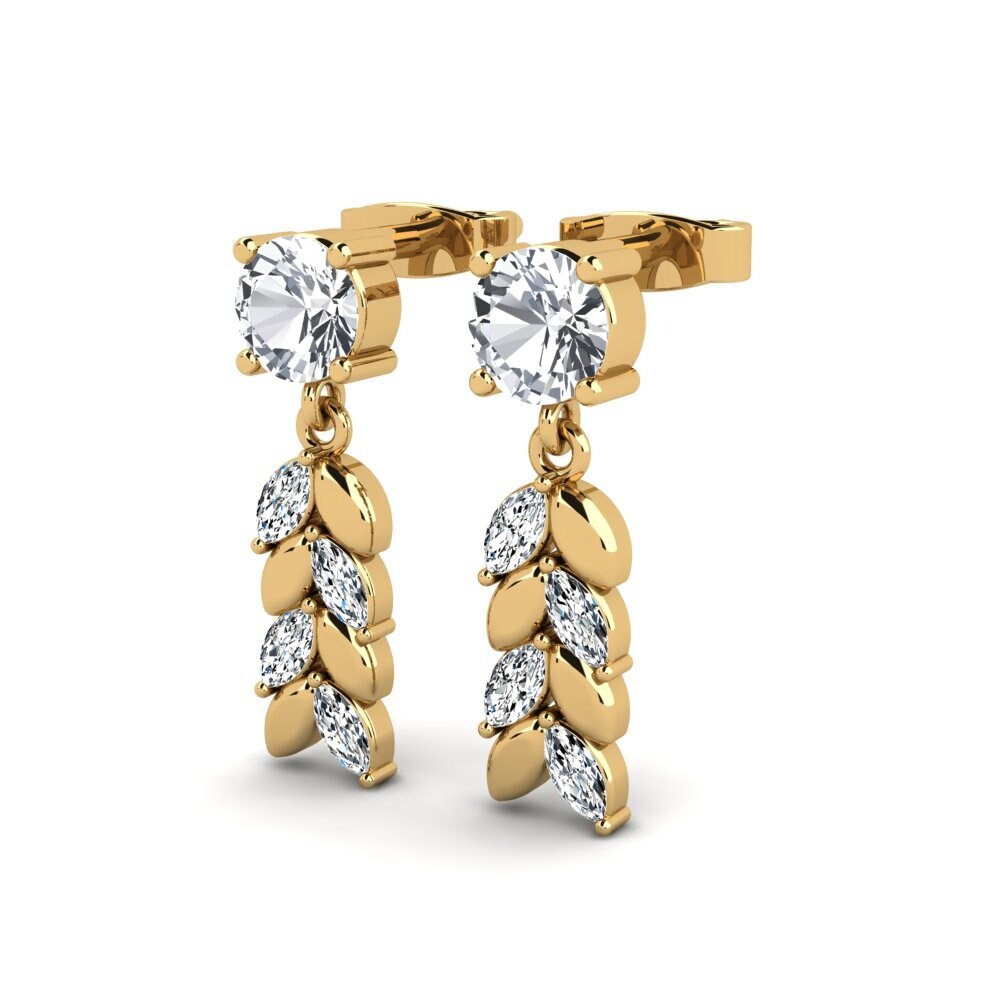 14ct Yellow Gold White Zircon Women's Earring Depracel