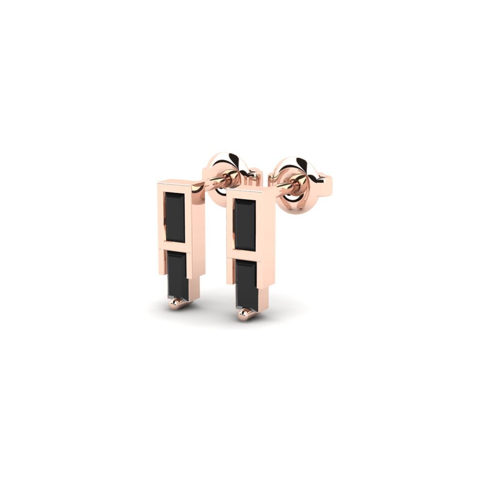 14k Rose Gold Black Sapphire Women's Earring Depurate