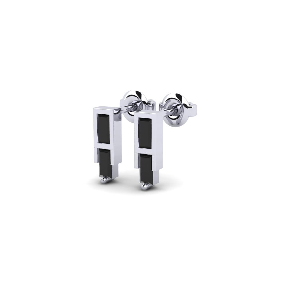 9k White Gold Black Sapphire Women's Earring Depurate