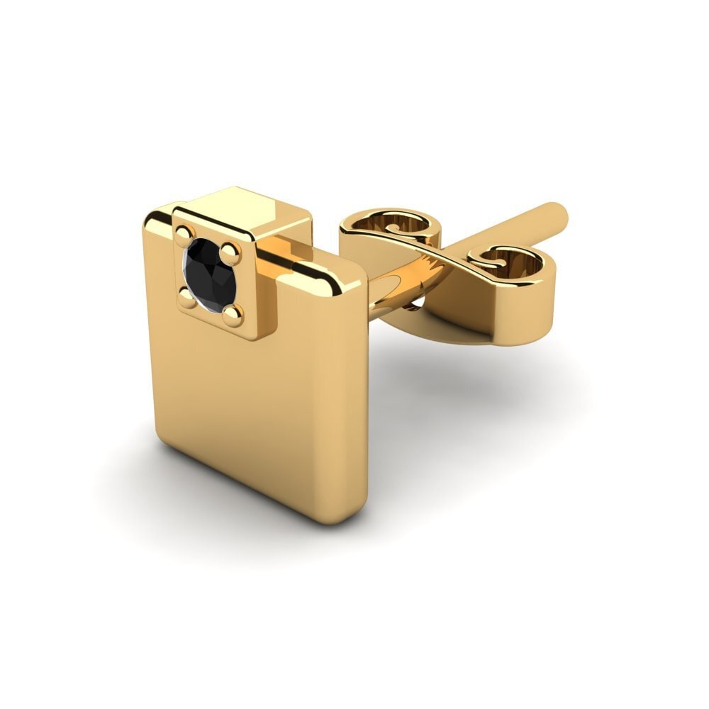 14k Oro Amarillo Ónix Negro Pendiente para hombre Dequan