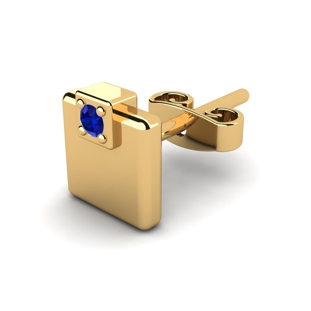 9ct Yellow Gold Sapphire Men's Earring Dequan