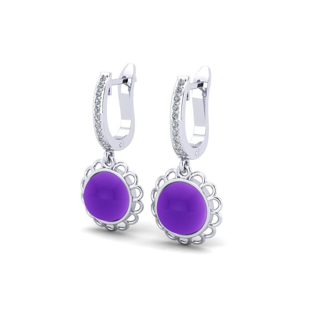 Đá Cabochon Thạch Anh Tím Bông tai nữ Deratiser