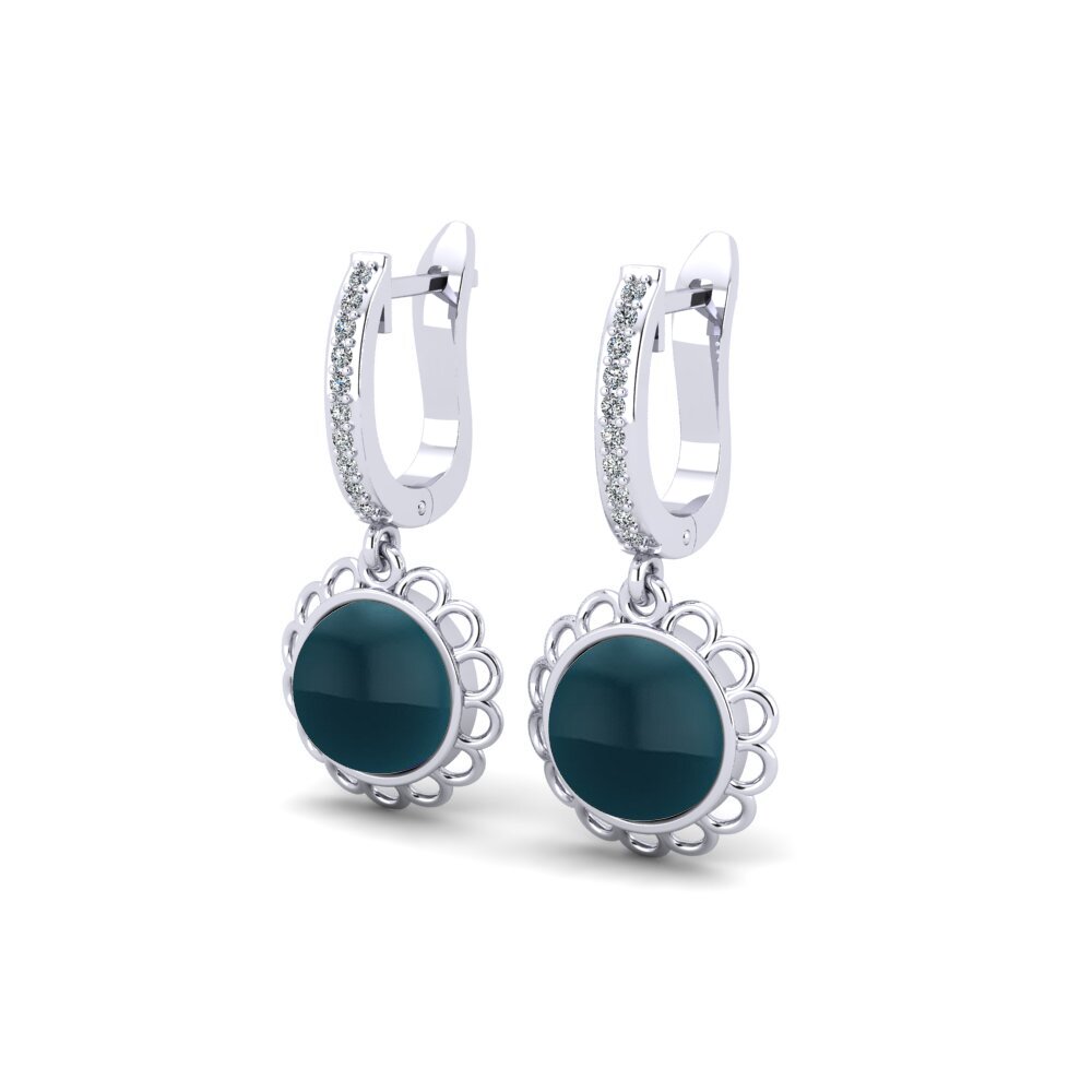 Đá Cabochon Topaz xanh London Bông tai nữ Deratiser
