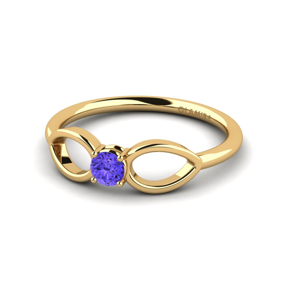 18k Oro Amarillo Tanzanita Anillo de compromiso Derivel
