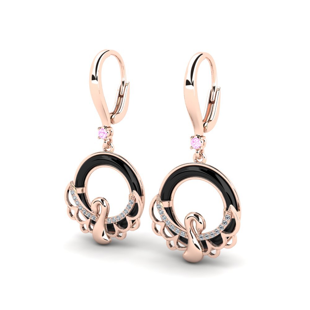14k Oro Rosa Zafiro Rosado Pendiente de mujer Derosa
