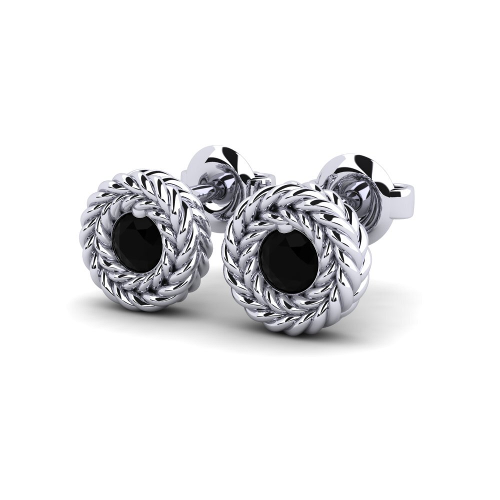 Oro Bianco 750 Diamante Nero Orecchino da donna Descota