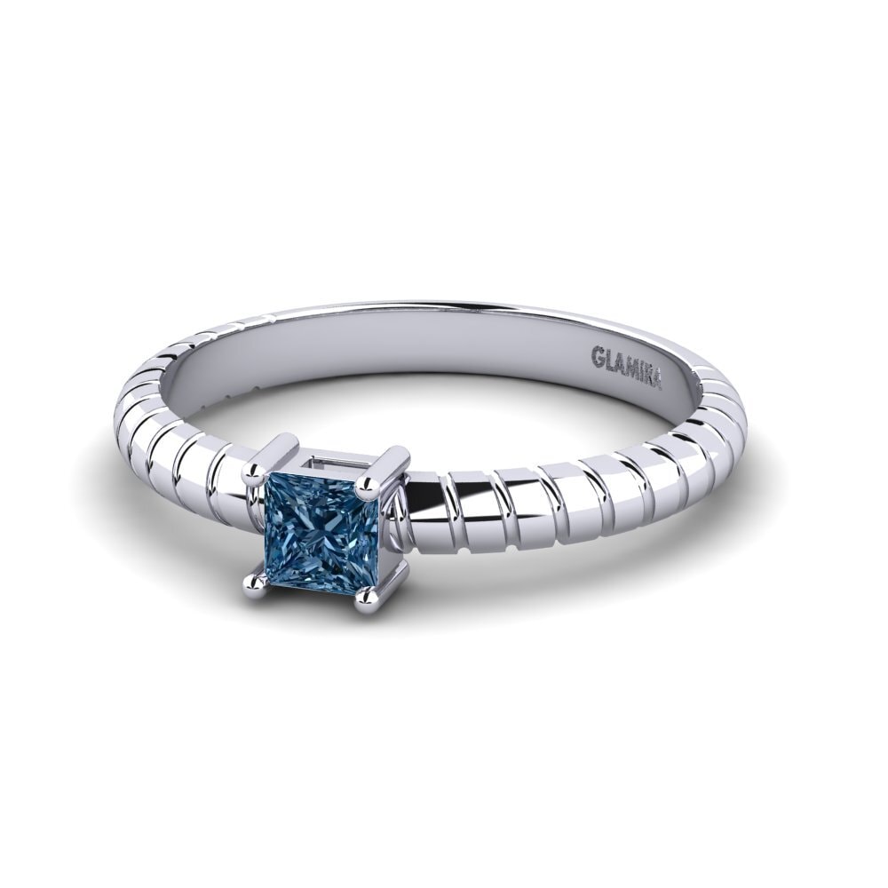 Princess Blue Diamond Engagement Ring Desirella