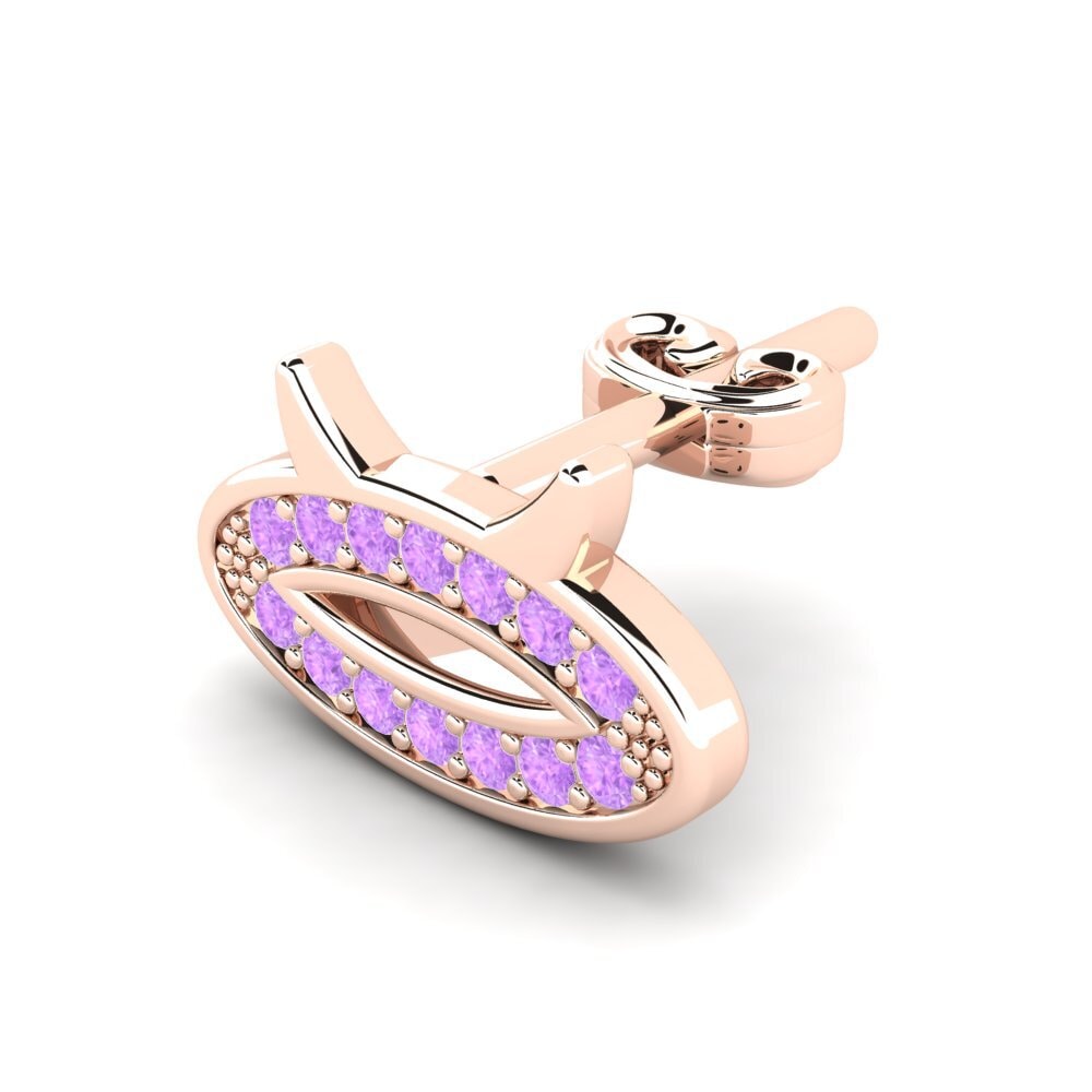 585 Červené zlato Ametyst Pánské náušnice Desmond