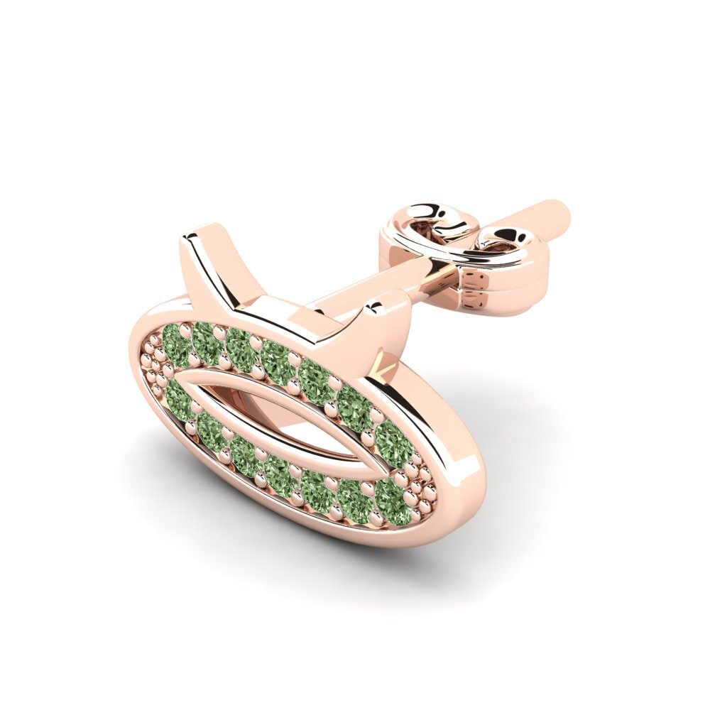 14ct Rose Gold Green Diamond Men's Earring Desmond
