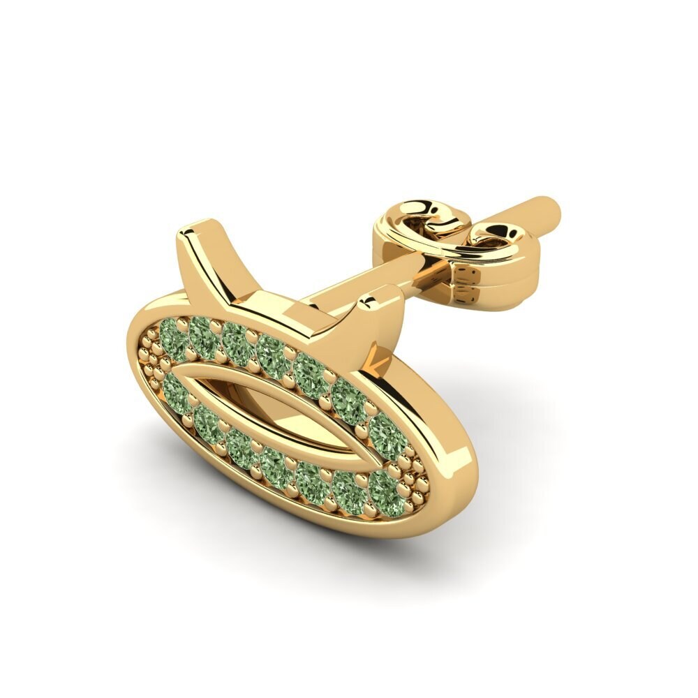 9ct Yellow Gold Green Diamond Men's Earring Desmond