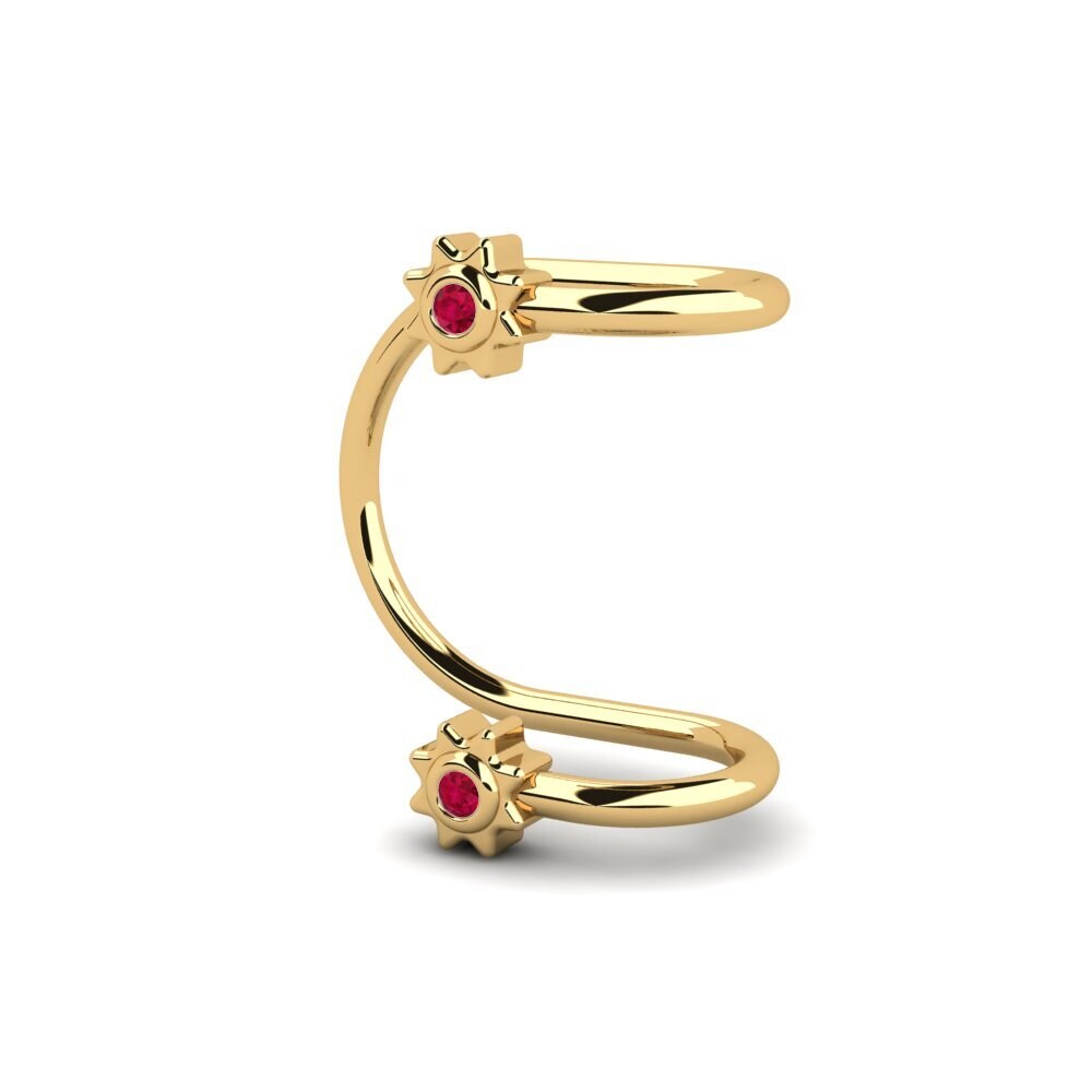 14ct Yellow Gold Ruby Women's Earring Despain