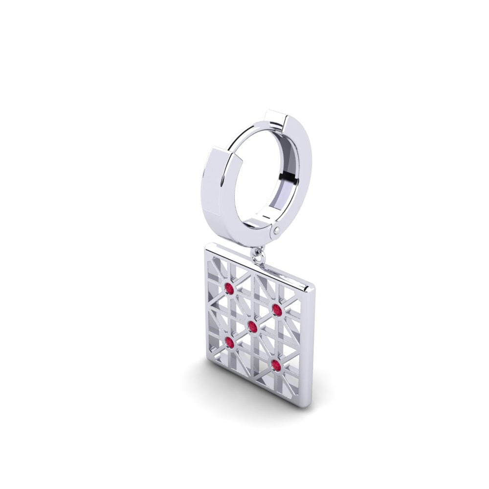 950 Platinum Ruby Men's Earring Detrot