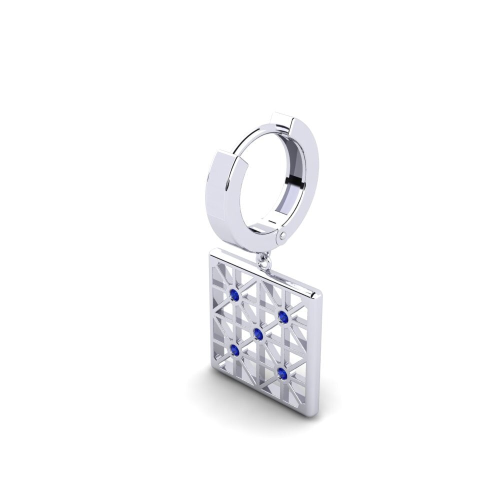 9k Oro Blanco Zafiro Pendiente para hombre Detrot
