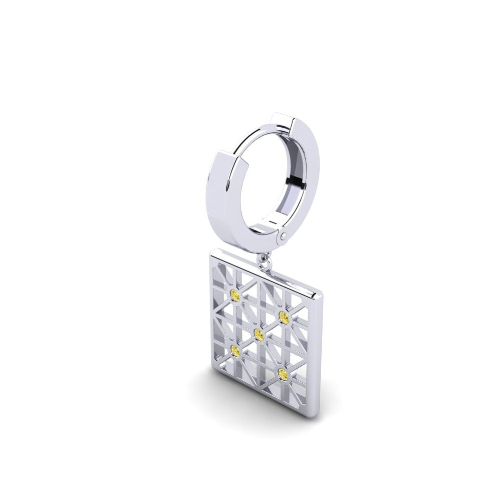 18ct White Gold Yellow Sapphire Men's Earring Detrot