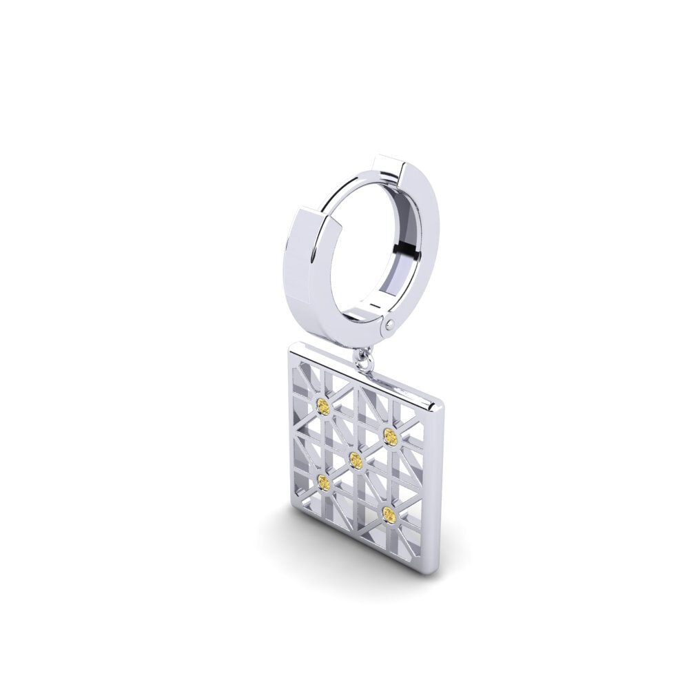 585 Bílé zlato Žlutý diamant Pánské náušnice Detrot