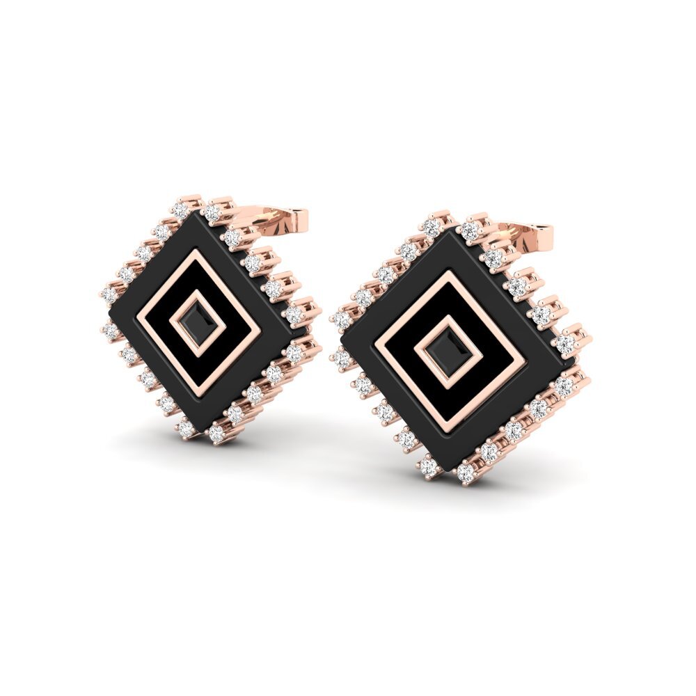14k Oro Rosa Ónix Negro Pendiente de mujer Devorah