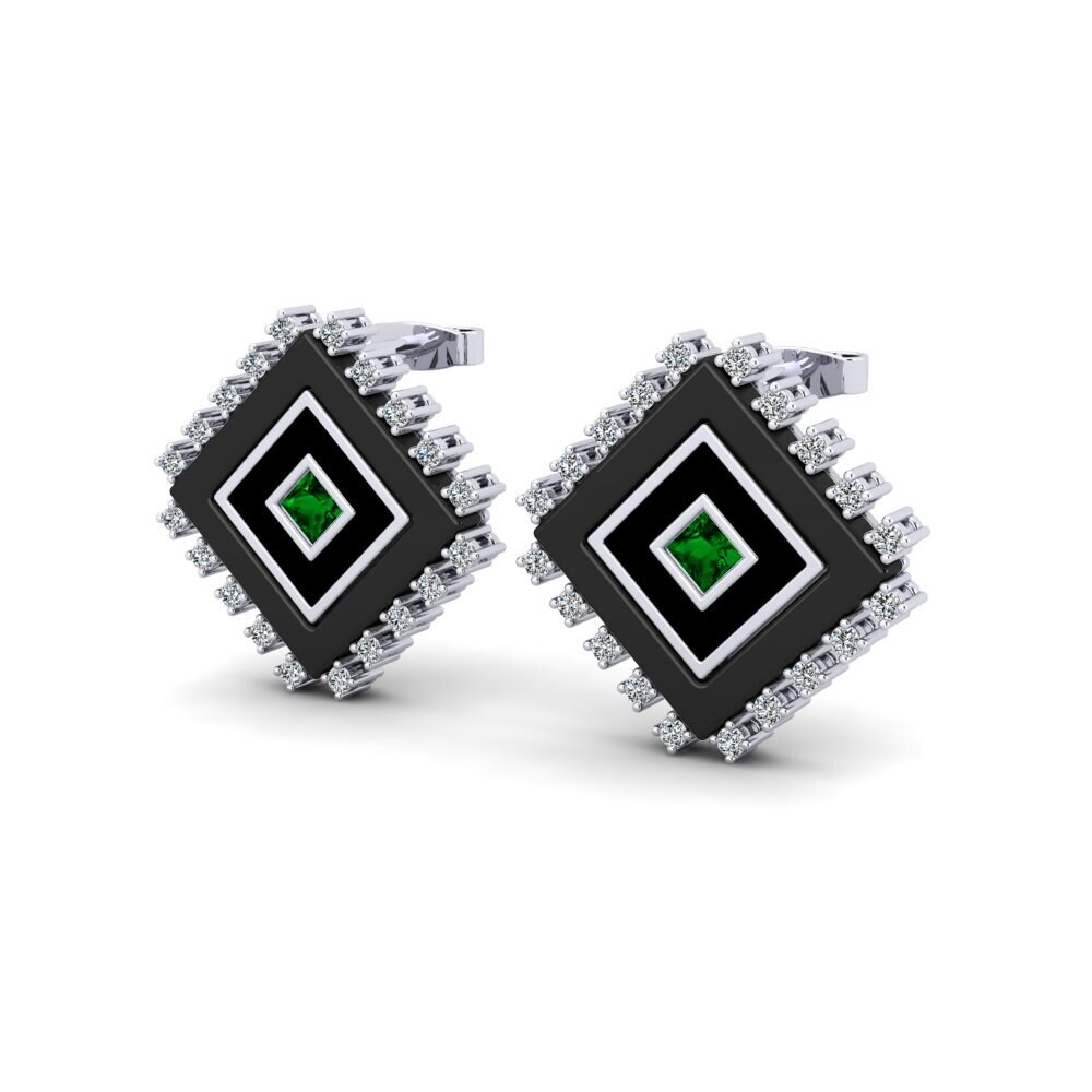 White Silver Green Zirconia Women's Earring Devorah