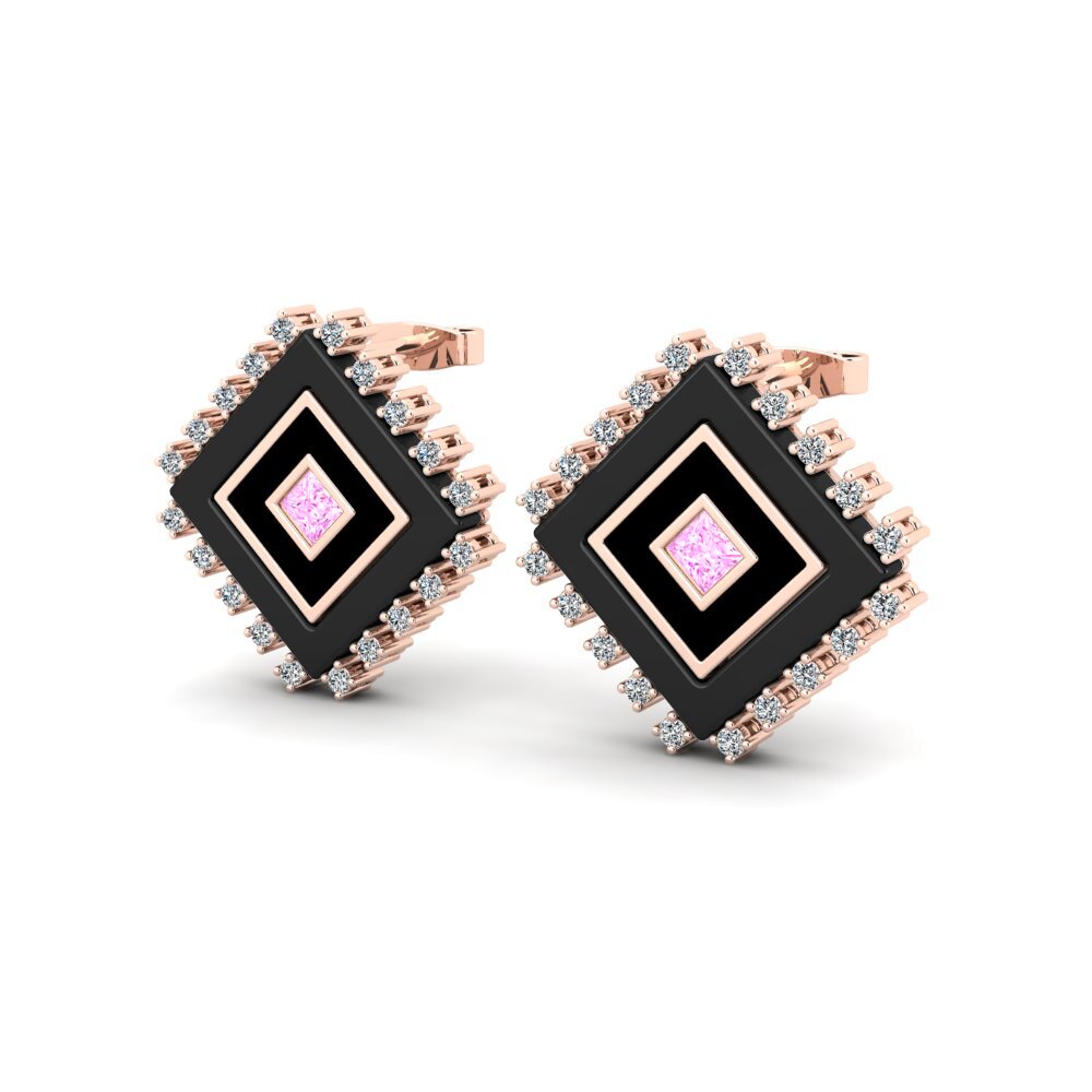 14k Oro Rosa Zafiro Rosado Pendiente de mujer Devorah