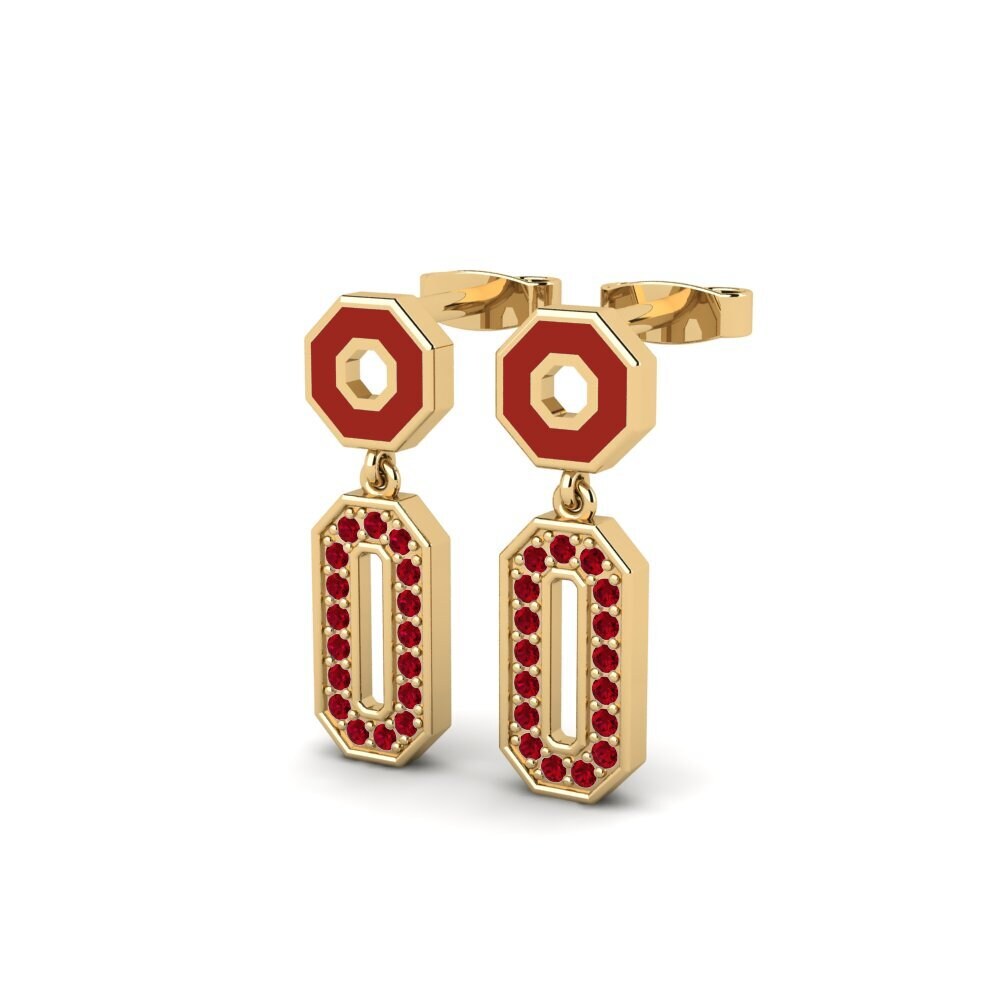 Zircone Rosso Orecchino da donna Deywo