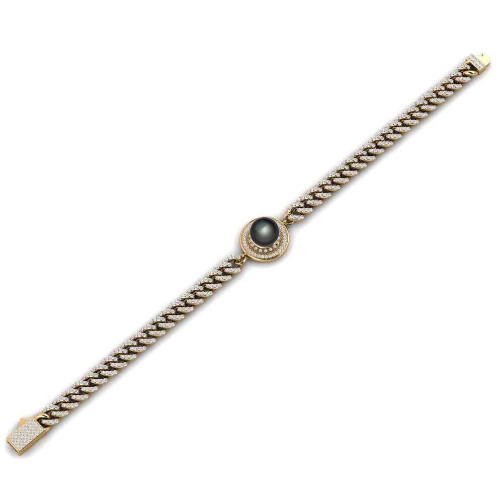 18k Oro Amarillo Diamante cultivado en laboratorio Pulsera de Mujer Deztero