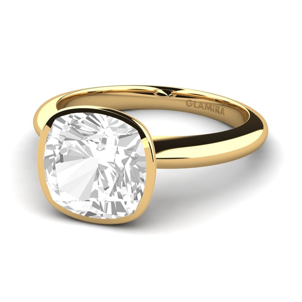 9k Oro Amarillo Topacio blanco Anillo de compromiso Diana