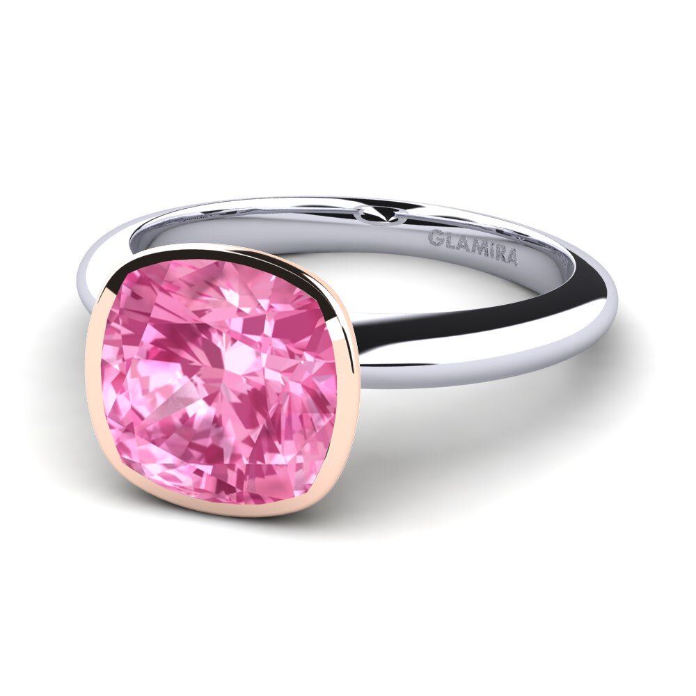 Design Solitaire Pink Sapphire 18ct White & Rose Gold Engagement Rings
