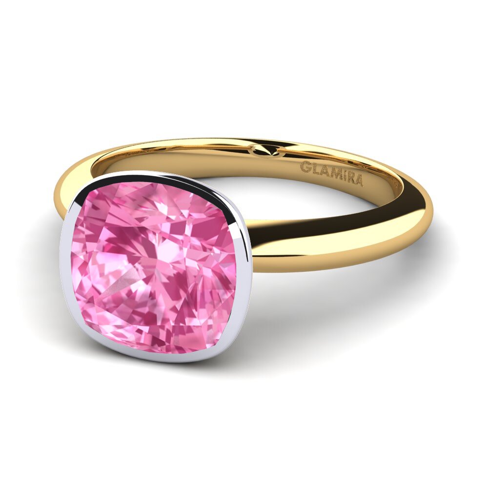 Design Solitaire Pink Sapphire 9ct Yellow & White Gold Rings
