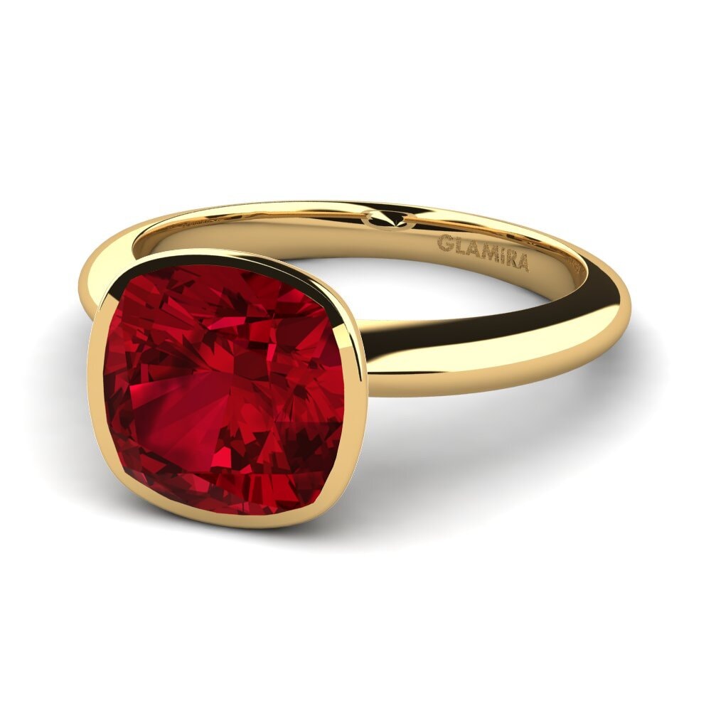 18k Oro Amarillo Circonita Roja Anillo de compromiso Diana