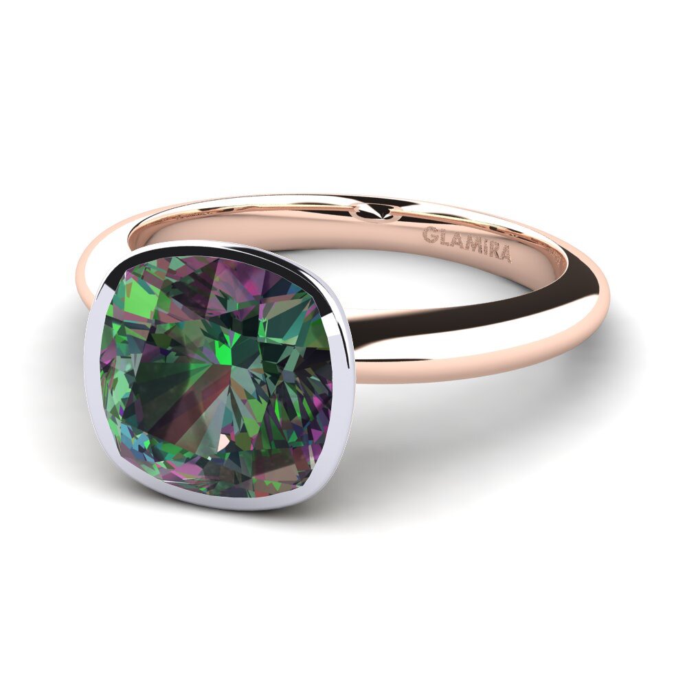 9ct Rose & White Gold Mystic Topaz Engagement Ring Diana