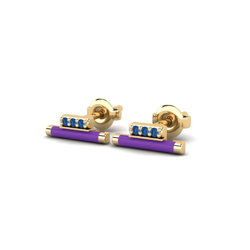 Zircone Bleu Foncé Boucle d'oreille femme Diaporion