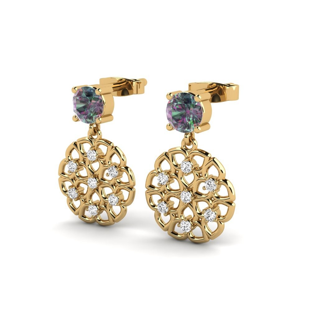 14ct Yellow Gold Mystic Topaz Women's Earring Diastole