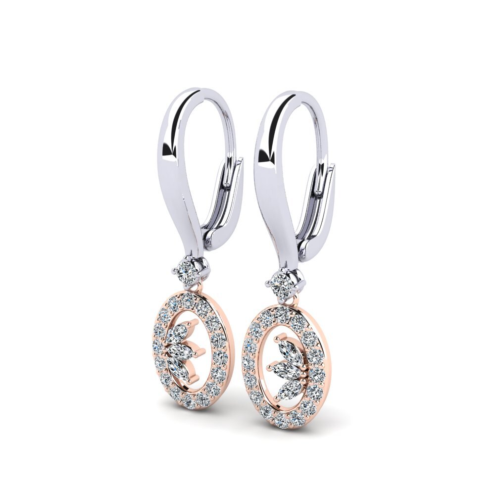 14ct White / Rose Gold Marquise Women's Earring Dibanes