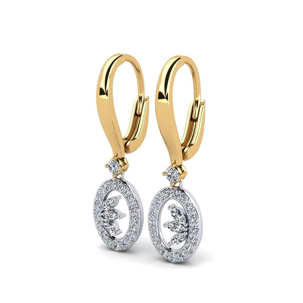 14k Oro Amarillo/Blanco Marquesa Pendiente de mujer Dibanes