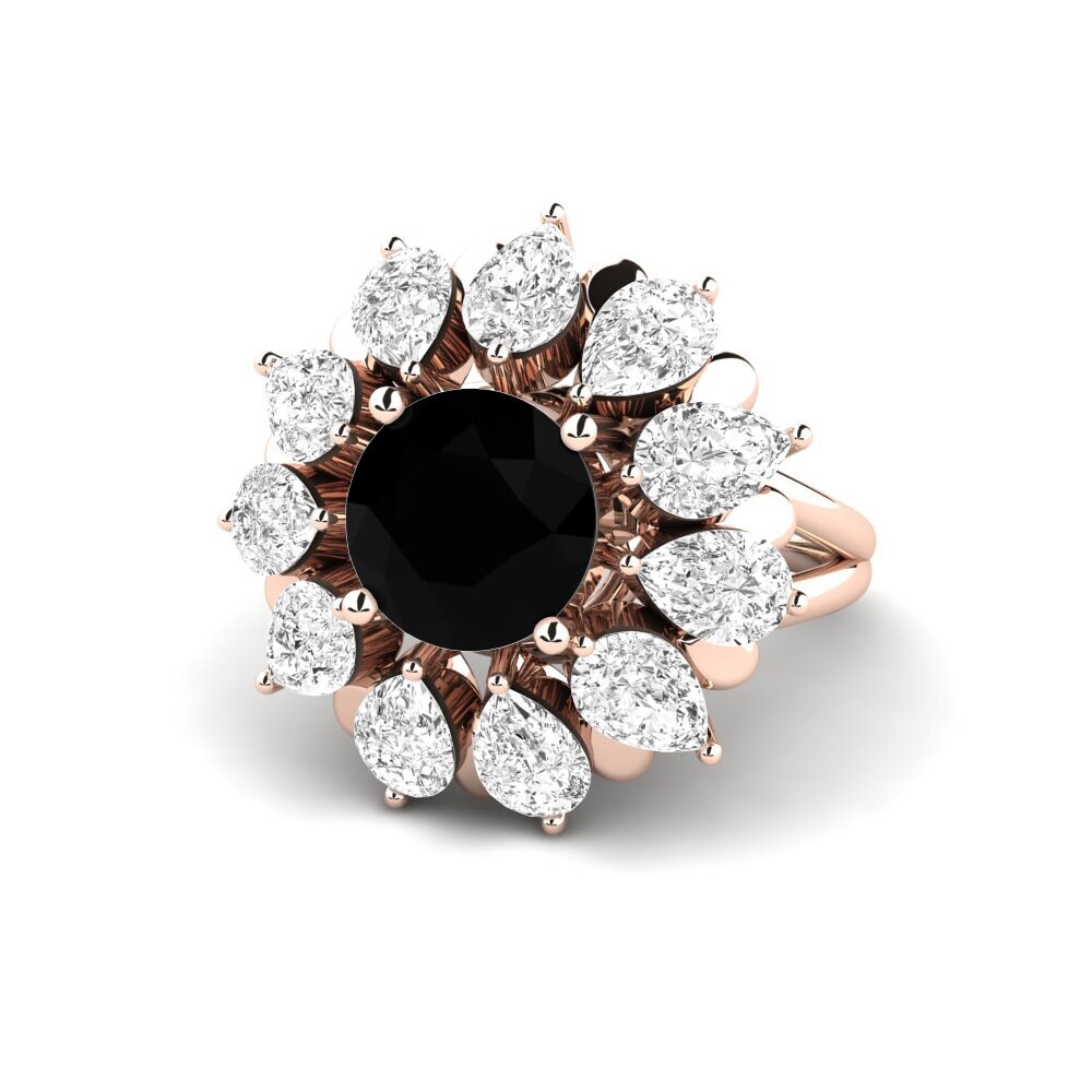 9k Rose Gold Black Onyx Engagement Ring Dibela