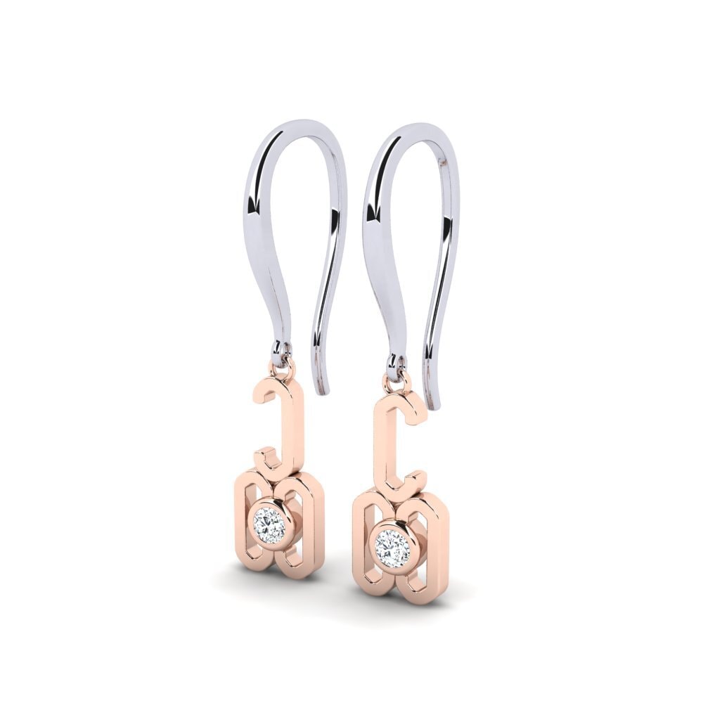 18k Oro Blanco / Rosa Pendiente de mujer Didizay