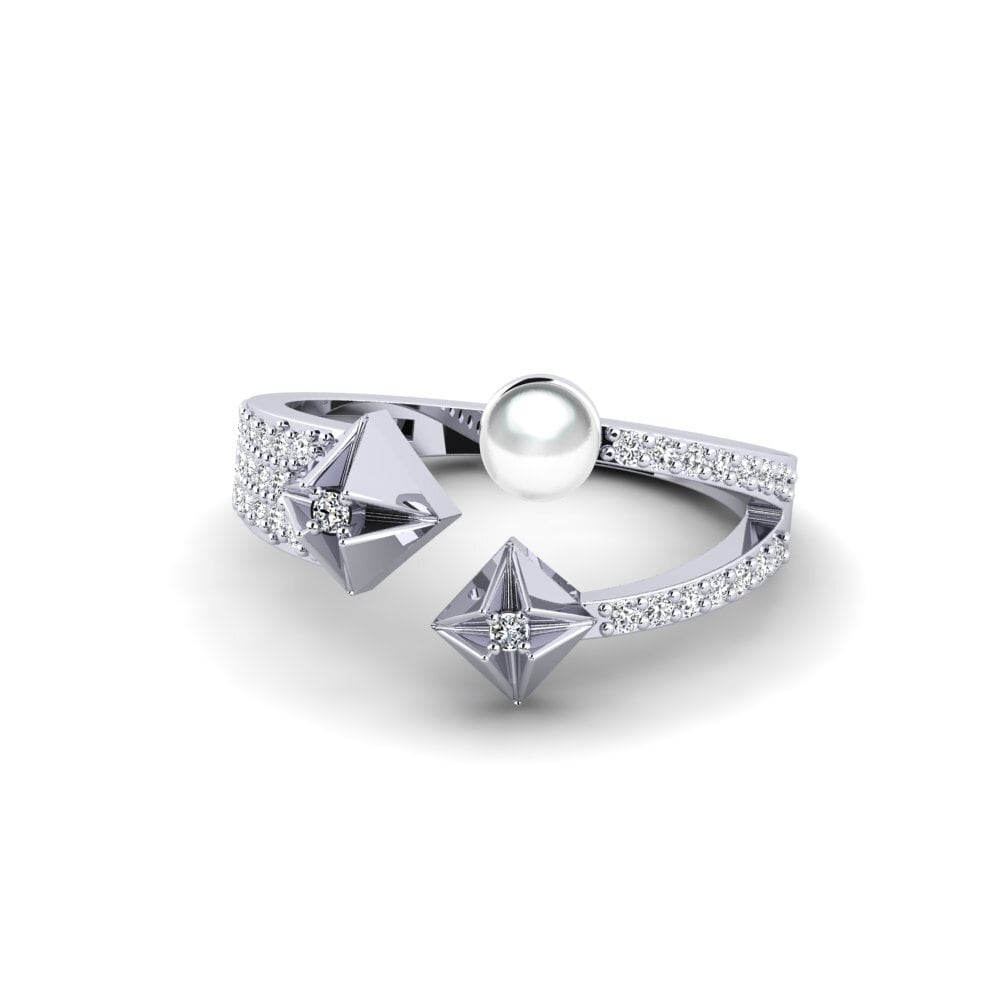 9k Oro Blanco Circonita Anillo Difasete