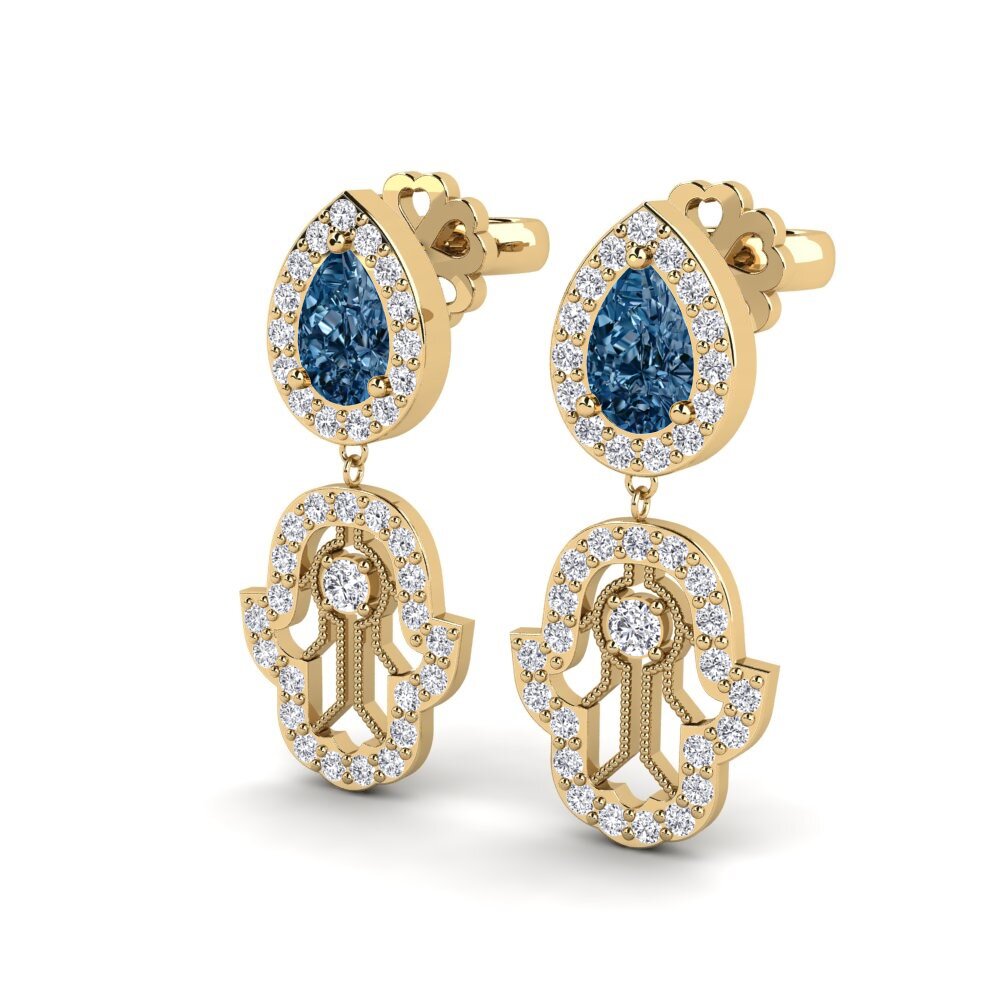 Diamant Bleu Boucle d'oreille femme Digitus