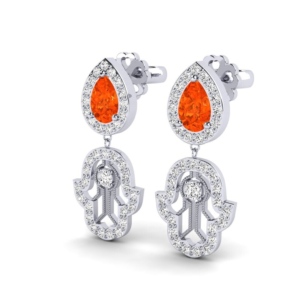 14k White Gold Fire-Opal Women's Earring Digitus