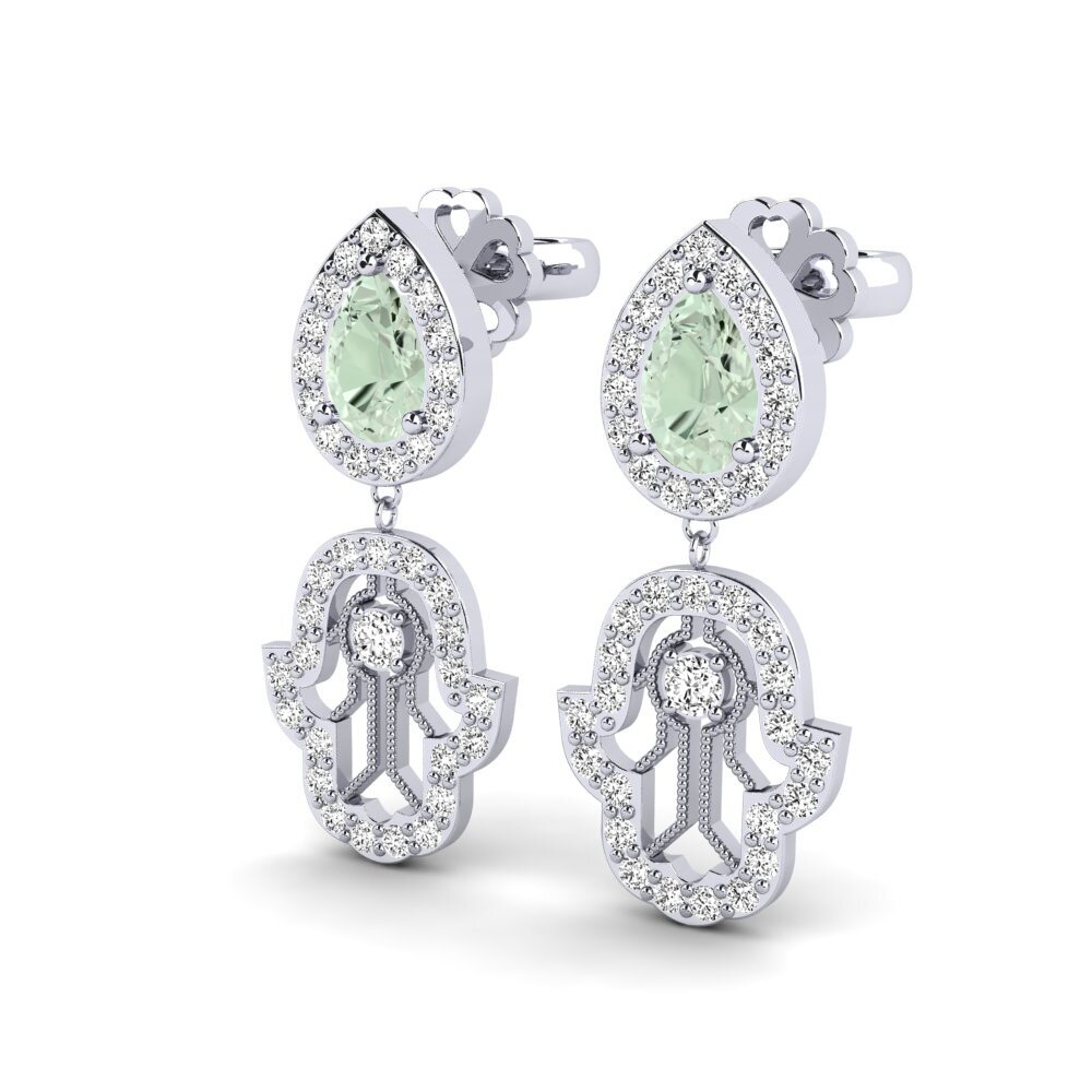 9k Oro Blanco Amatista verde Pendiente de mujer Digitus