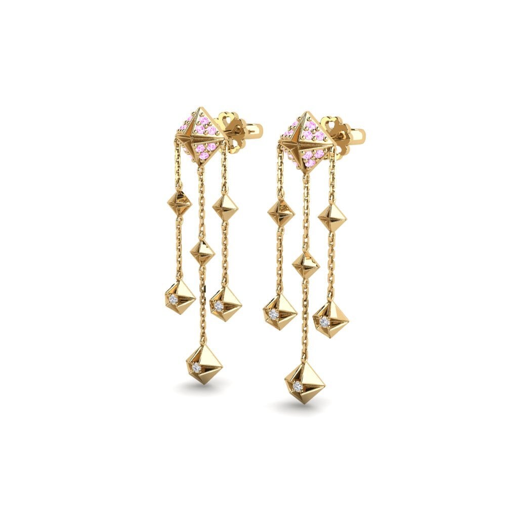 Đá Sapphire Hồng Bông tai nữ Dika