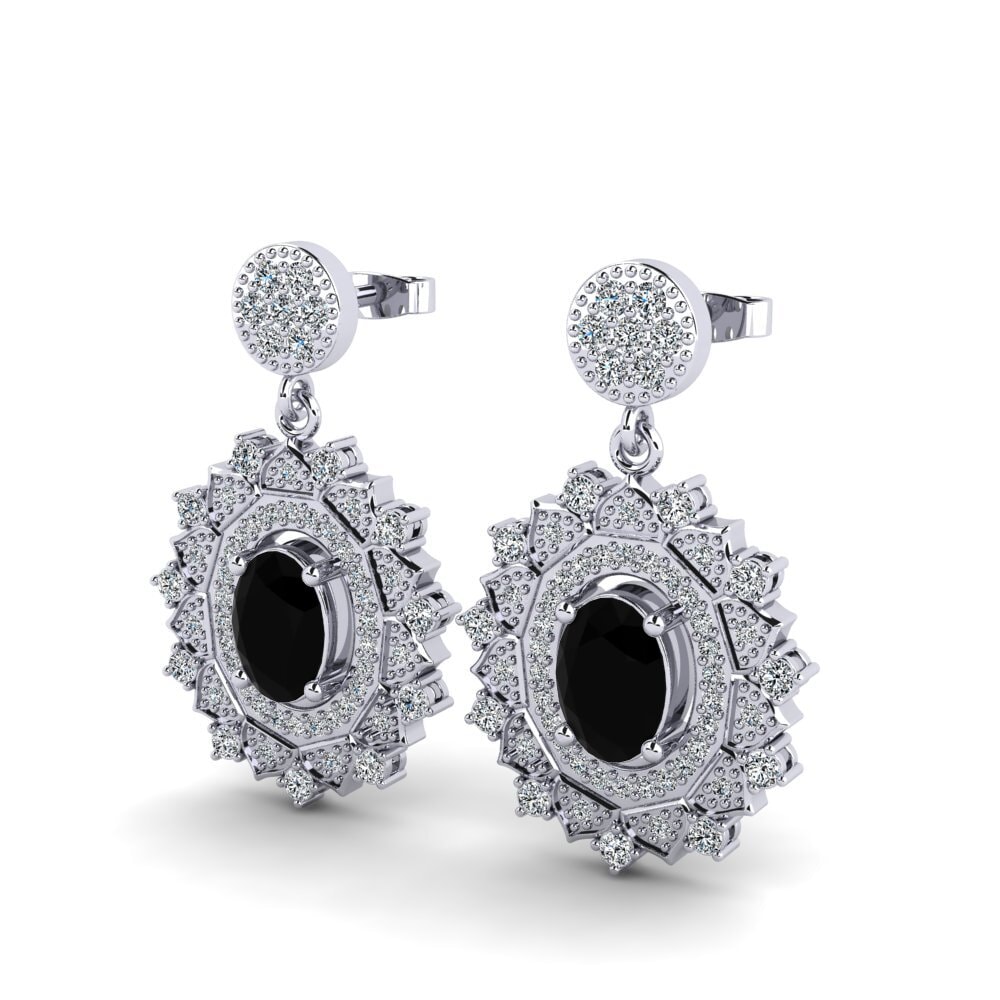 Ovalado Diamante Negro Pendiente de mujer Dimple