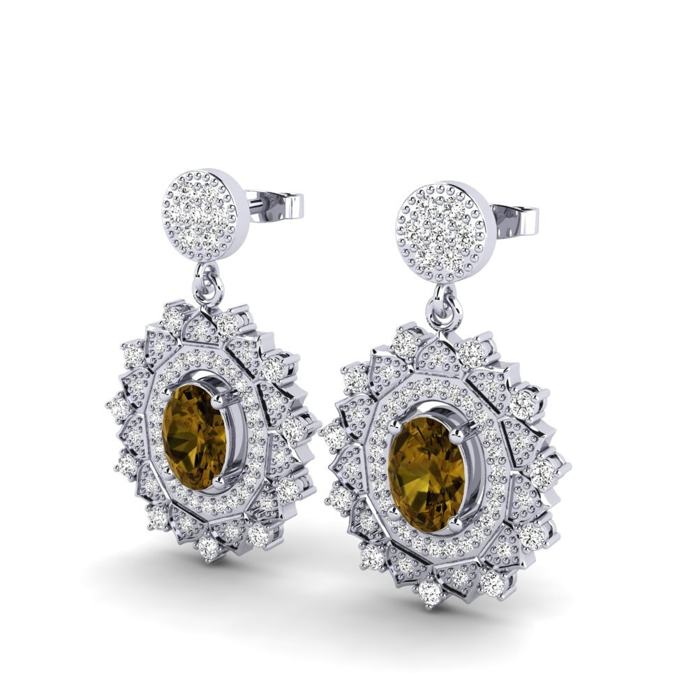 Đá Zircon Nâu Bông tai nữ Dimple