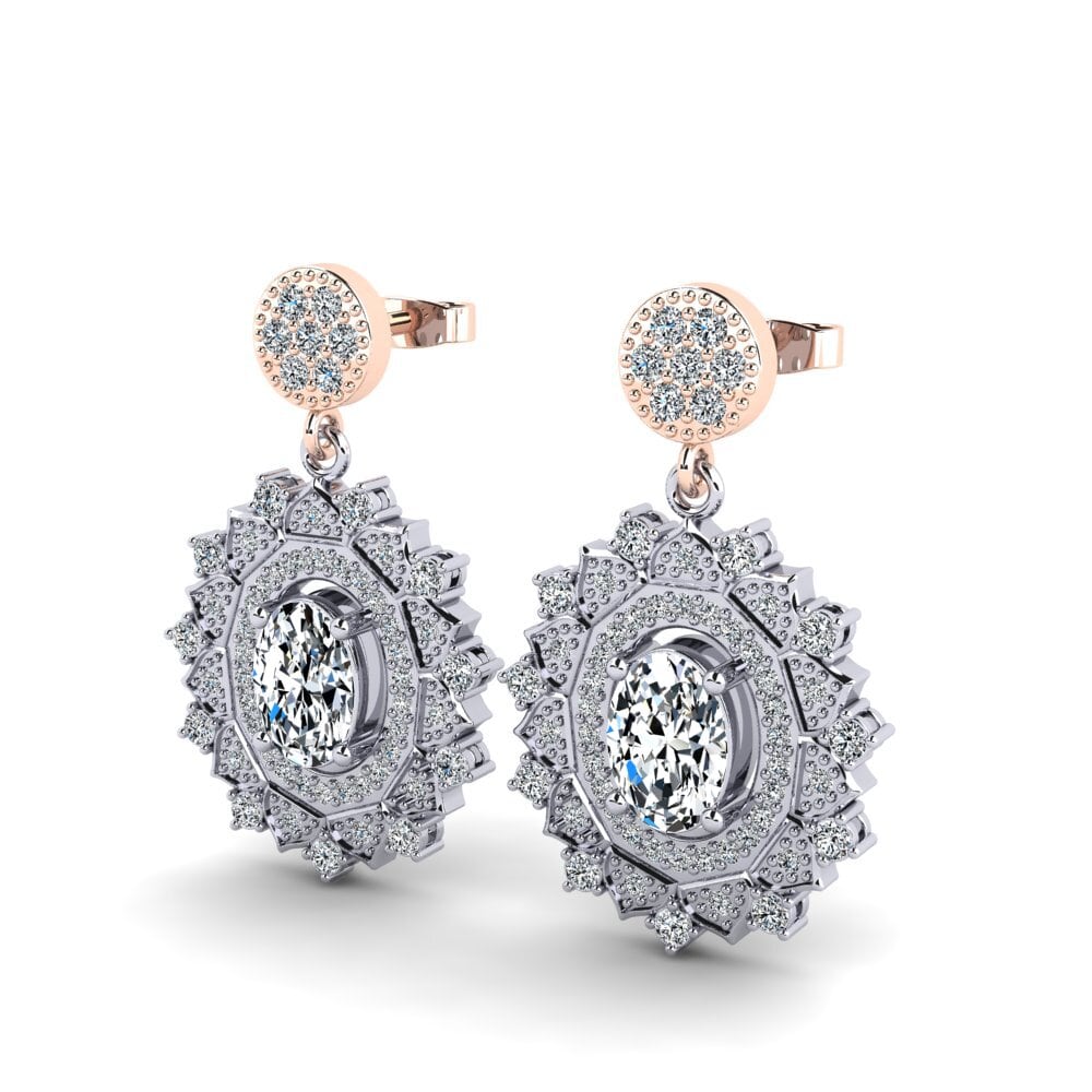 14k White & Rose Gold Women's Earring Dimple