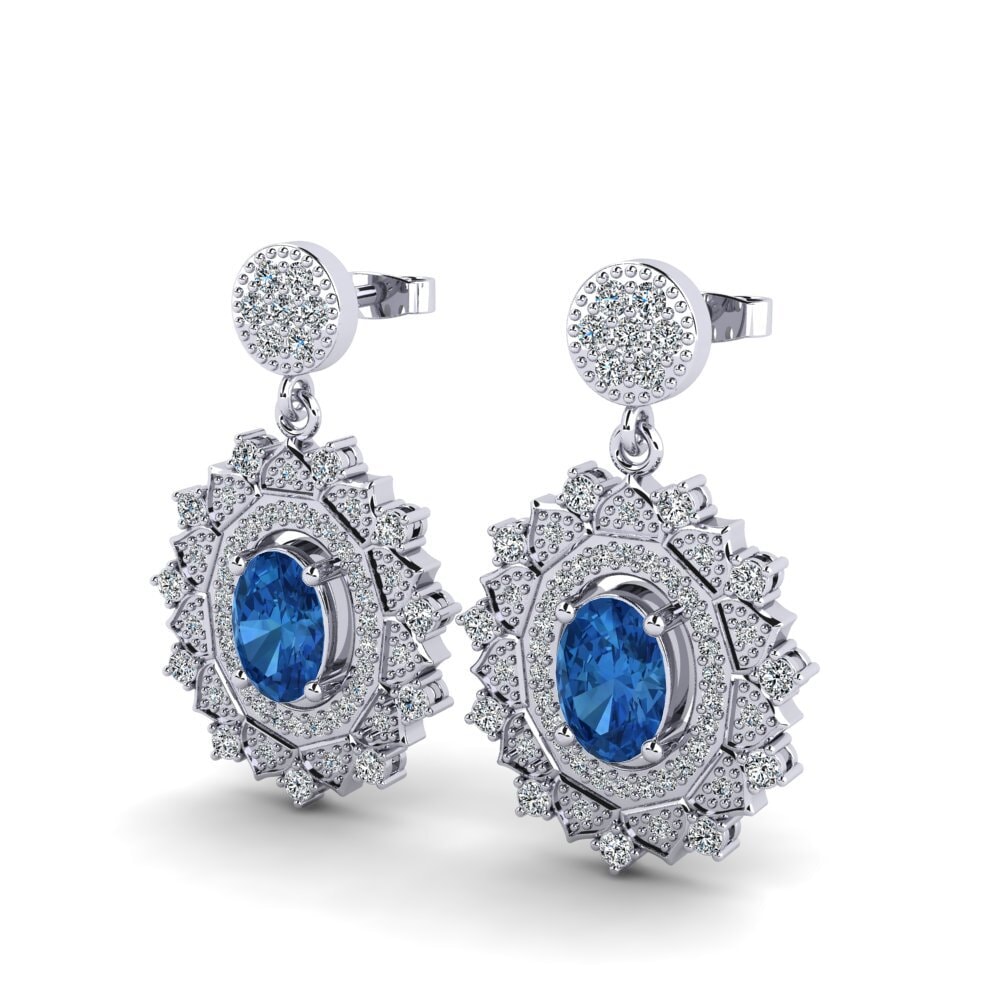 Dark Blue Zirconia Earring Dimple