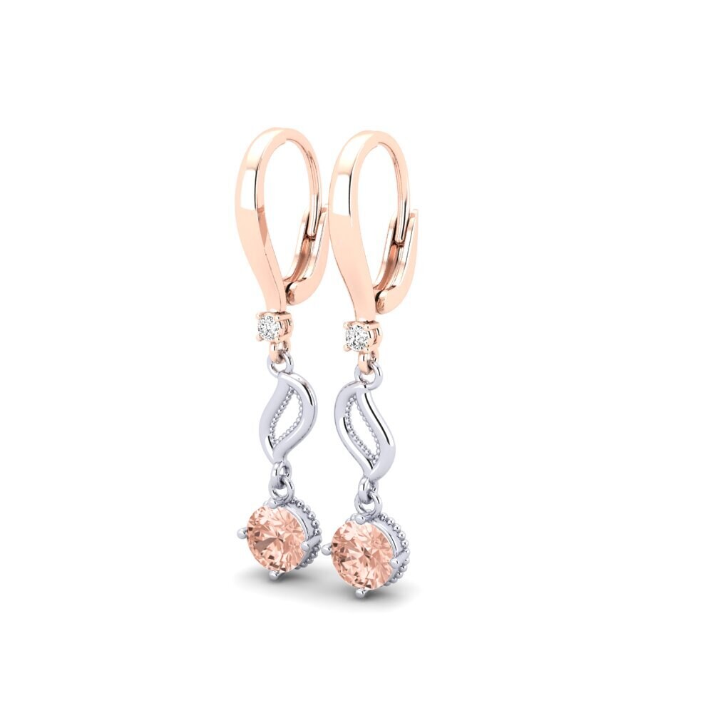 14ct White & Rose Gold Morganite Women's Earring Dinaa