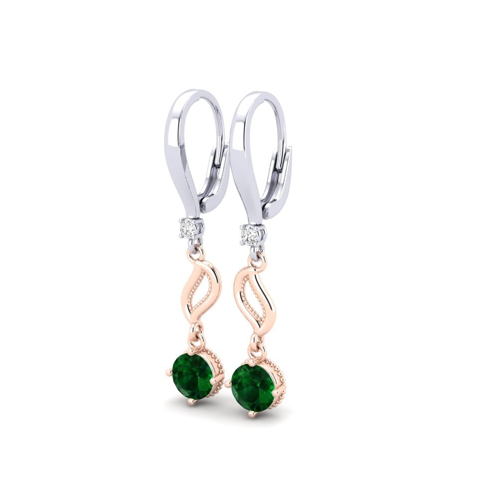 Vermelho & Branco-14K Tsavorite Brincos Feminino Dinaa