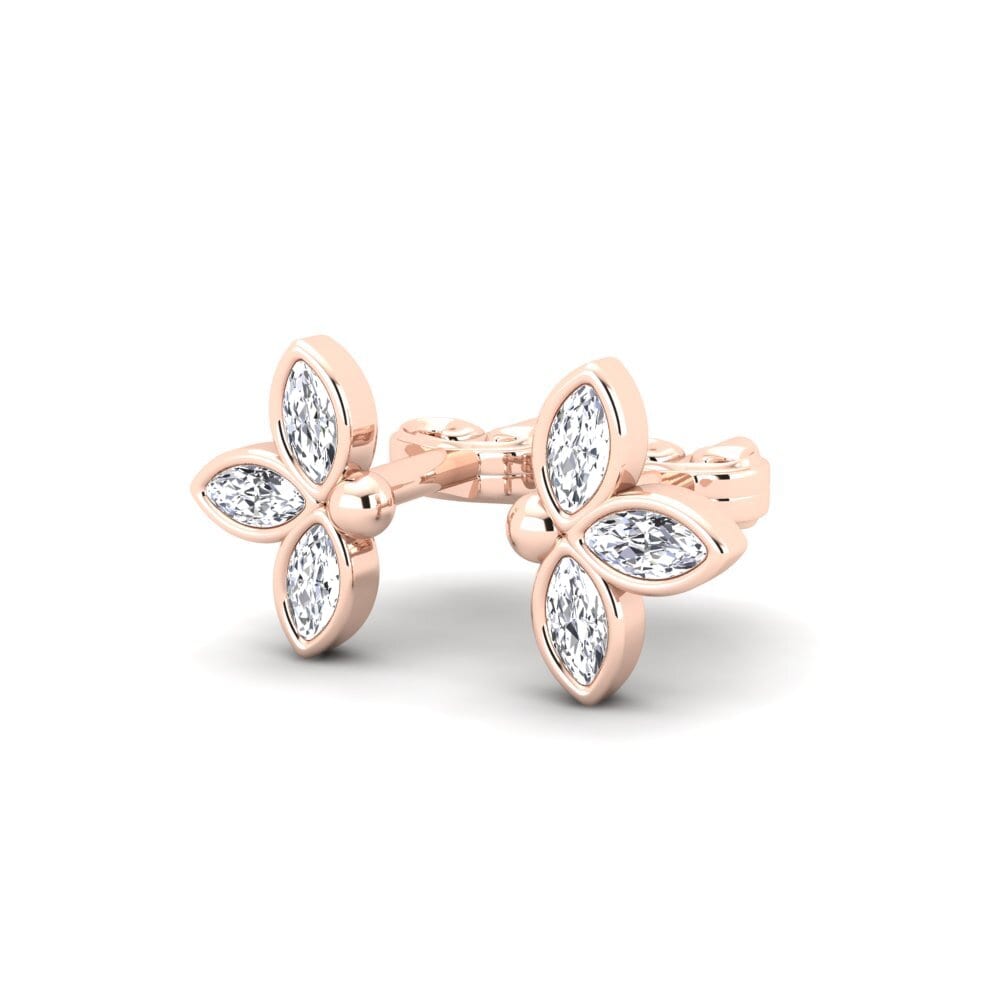 14k Oro Rosa Marquesa Pendiente de mujer Dinares
