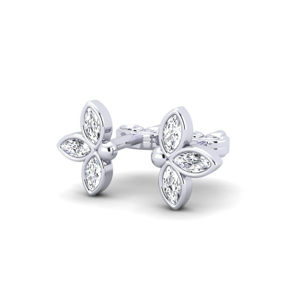 14k Oro Blanco Marquesa Pendiente de mujer Dinares