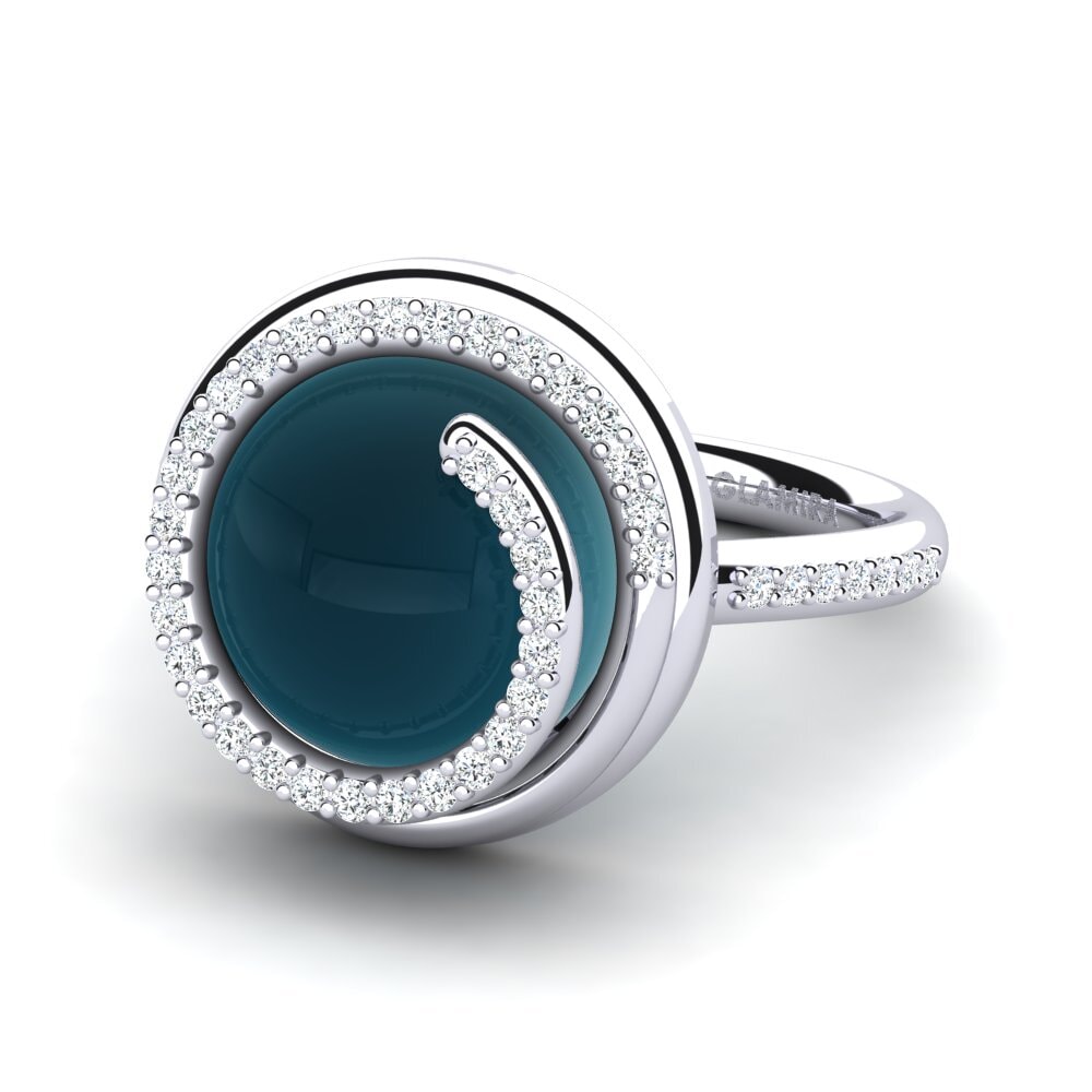 Topacio Azul Londres Cabujón Anillo Dinelia