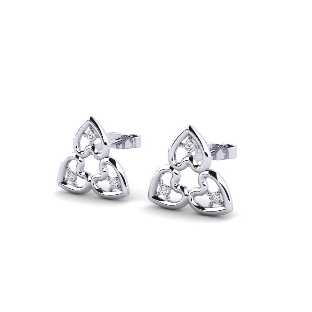 14k Oro Blanco Diamante Pendiente de mujer Dipopo